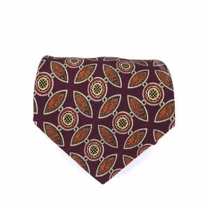 Valentino Silk Hand Made In Italy Burgundy Orange Necktie - Needs Dry Cleaning